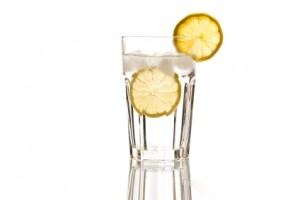 Glass water with lemon