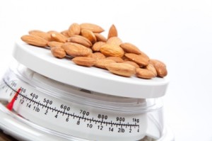 Almonds on a scale