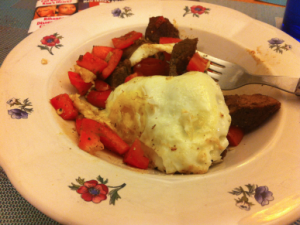 egg, beef, peppers