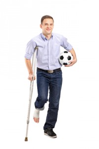 Man on crutch